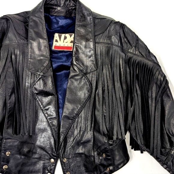 Vintage Leather Crop Fringe Jacket - Picture 7 of 12